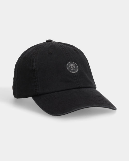 Black classic dad cap with front logo.