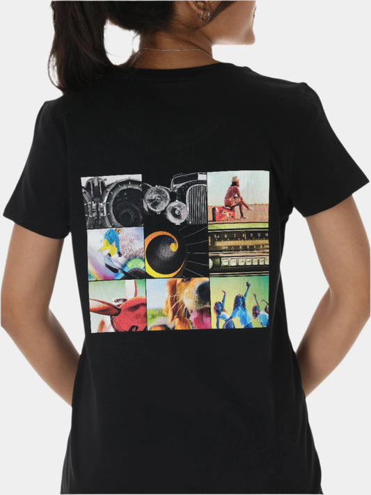 Grid Women's Black T-Shirt