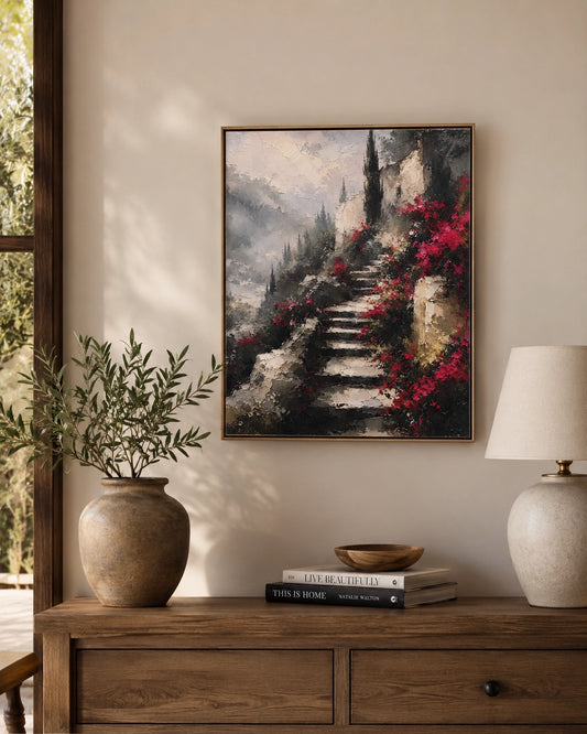 Bougainvillea Steps Canvas Wall Art