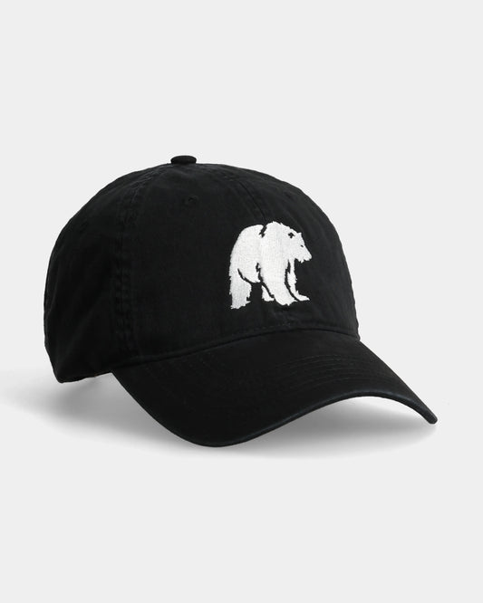 Black cap with white embroidered bear graphic on the front.