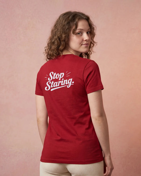 Hey Stop Staring Women’s T-Shirt - Red