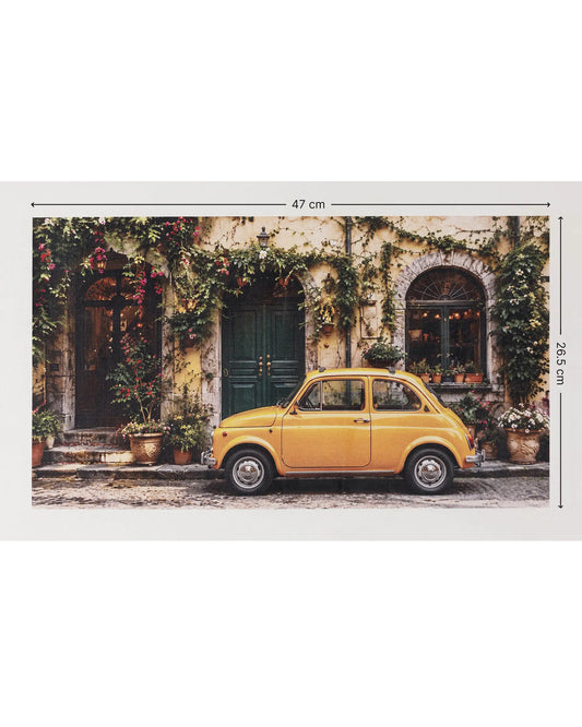Yellow Car in Old Town Canvas Wall Art