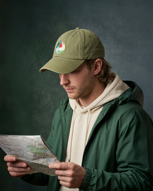 Mountains Olive Dad Cap