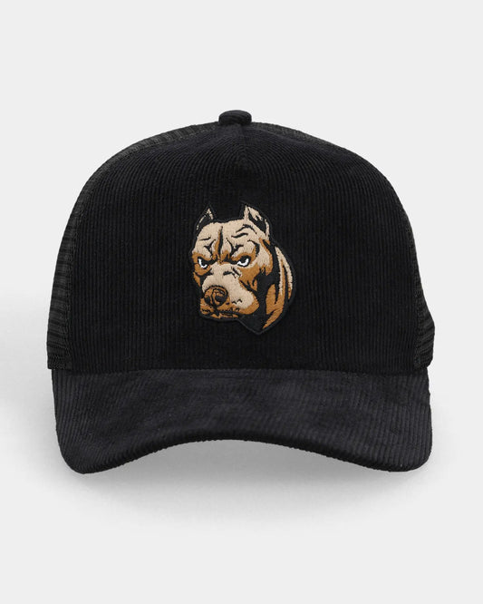 K9 Beast trucker cap with bulldog embroidery, front view