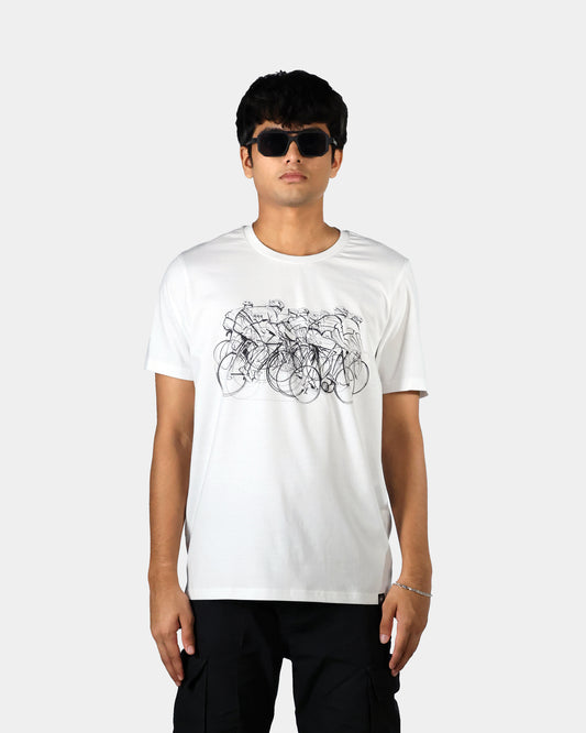 Cycling Men's White T-Shirt