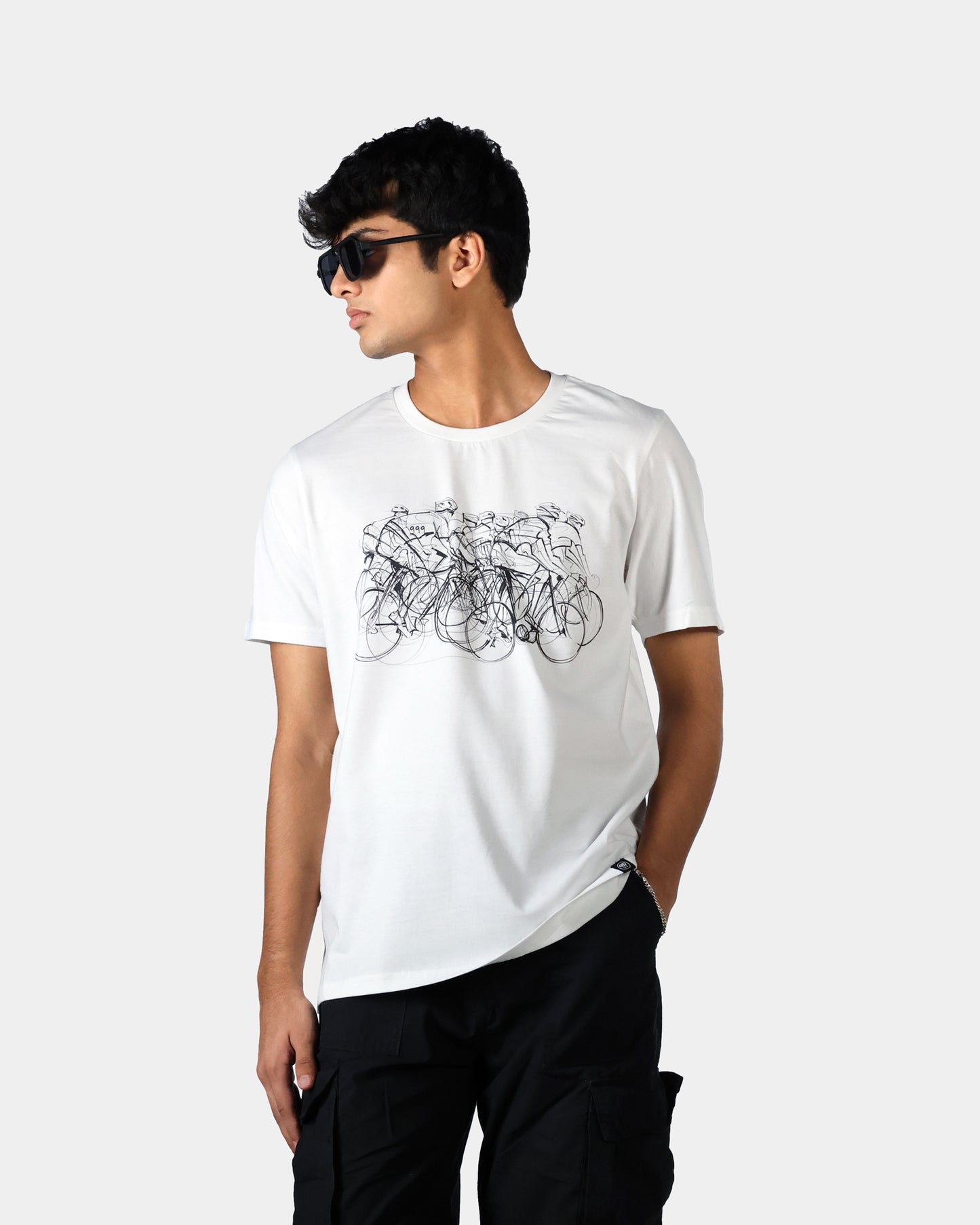 Cycling Men's White T-Shirt