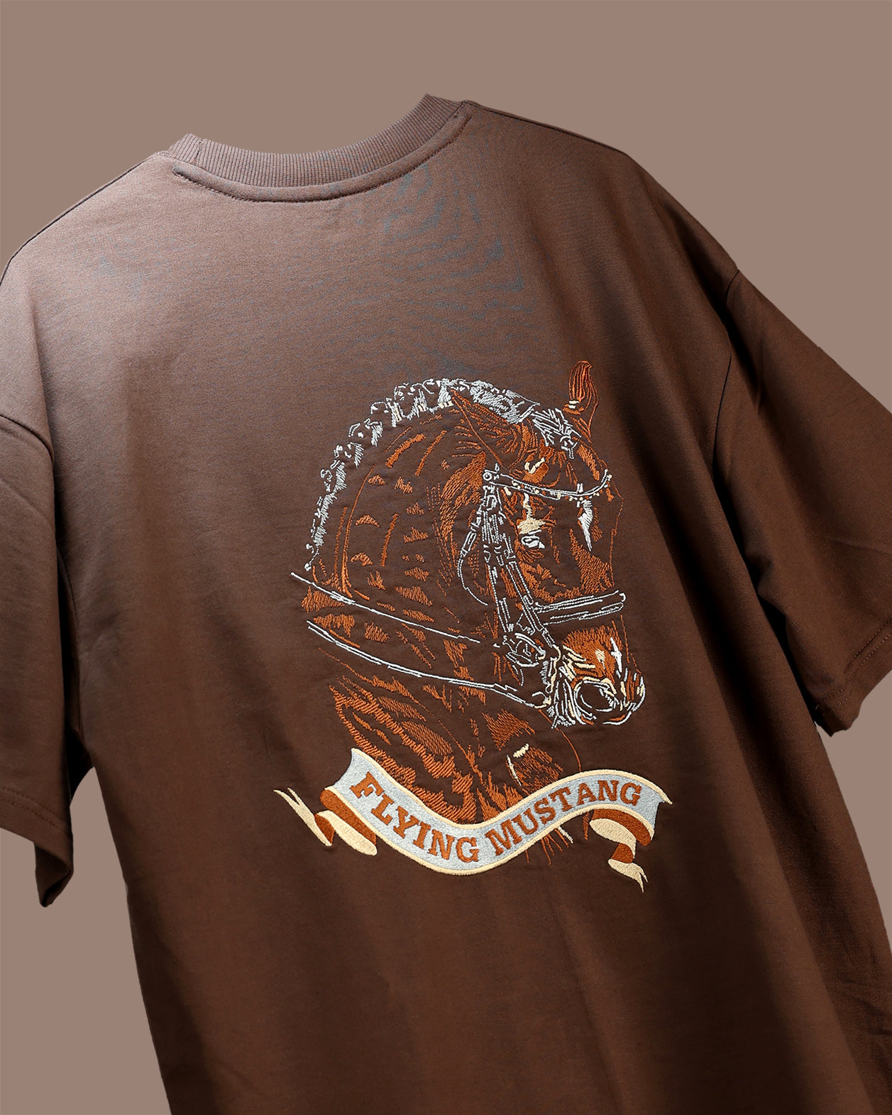 Flying Mustang Oversized Embroidered T-shirt