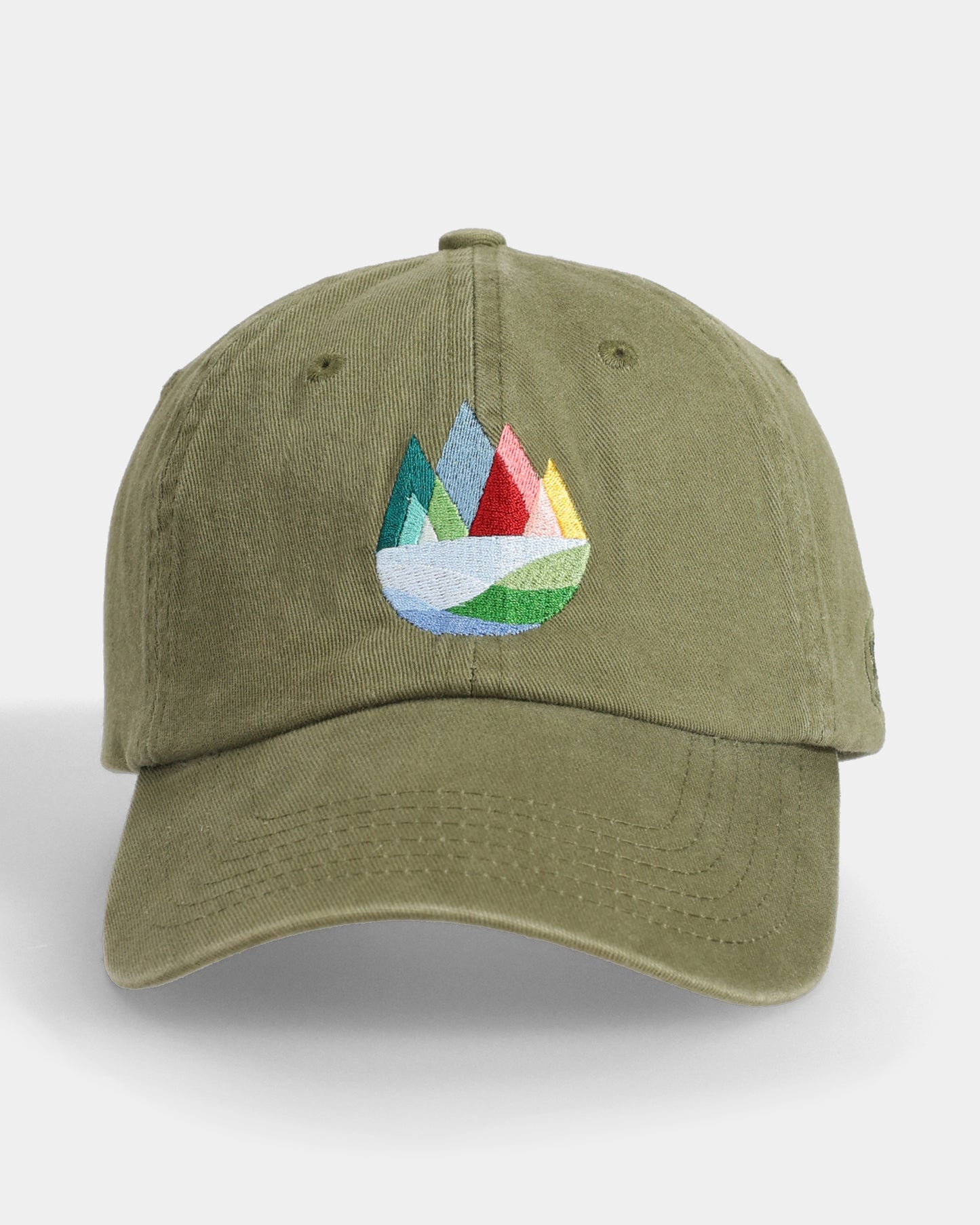 Mountains Olive Dad Cap