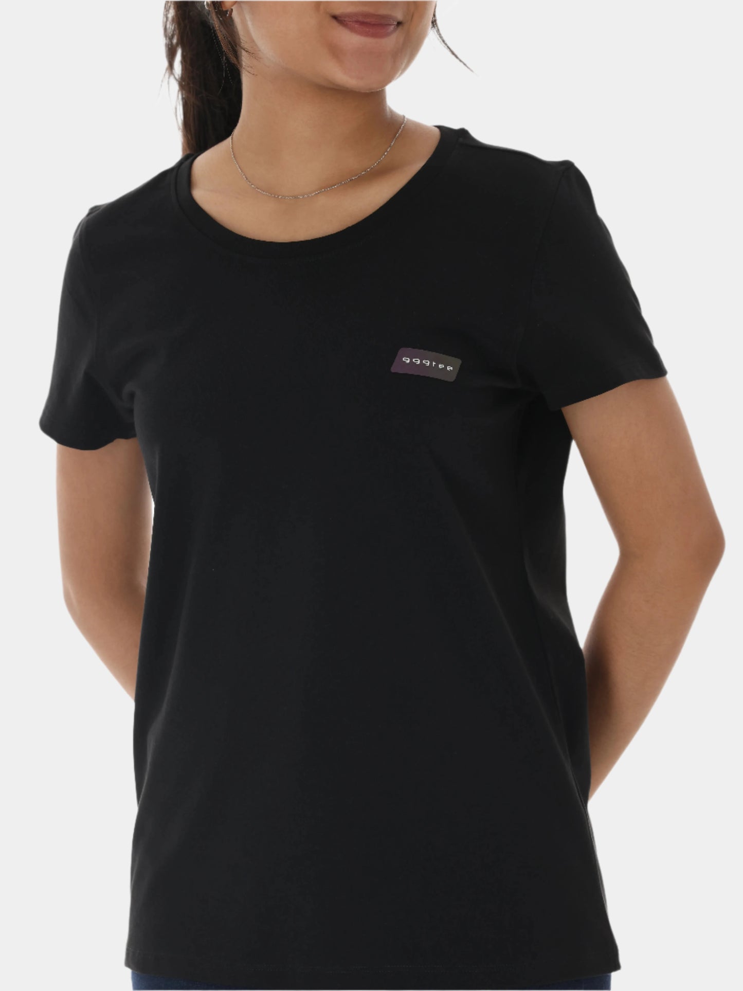 Grid Women's Black T-Shirt