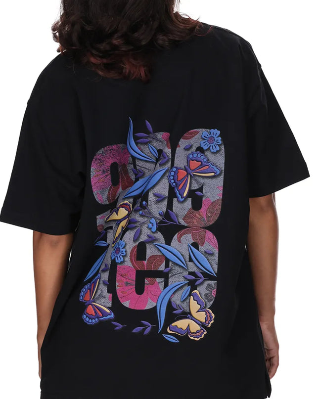 Butterfly Oversized Women's Black Tee