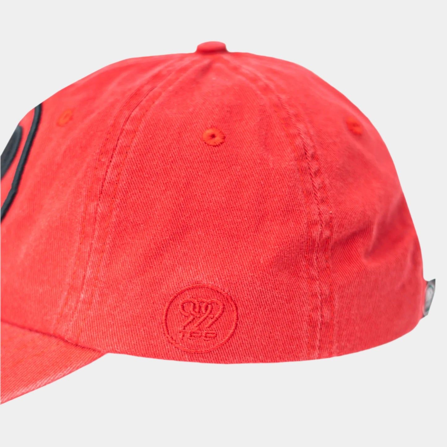 999Tee red coloured dad cap with 3D Puff embroidered 999tee logo with black coloured  thread.