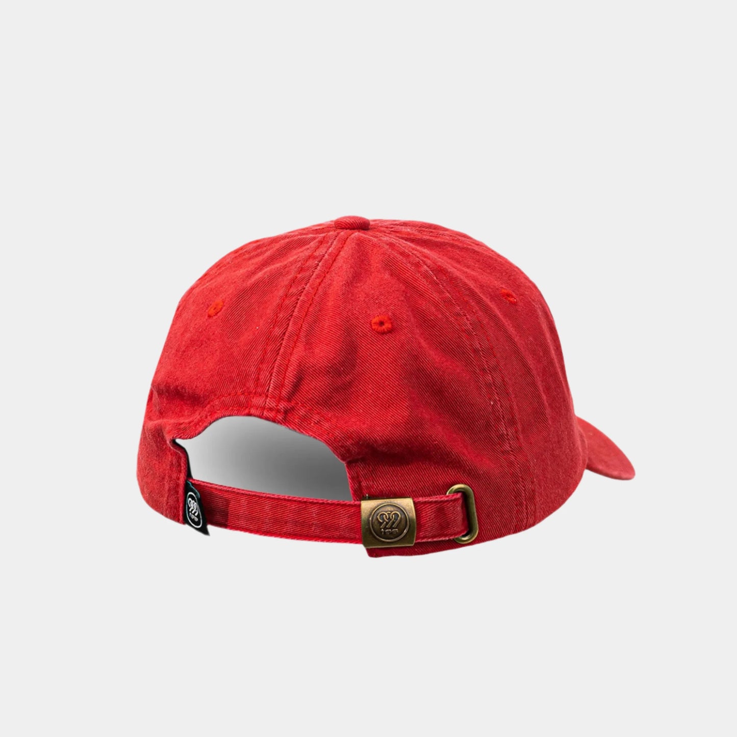 999Tee red coloured dad cap with 3D Puff embroidered 999tee logo with black coloured  thread.