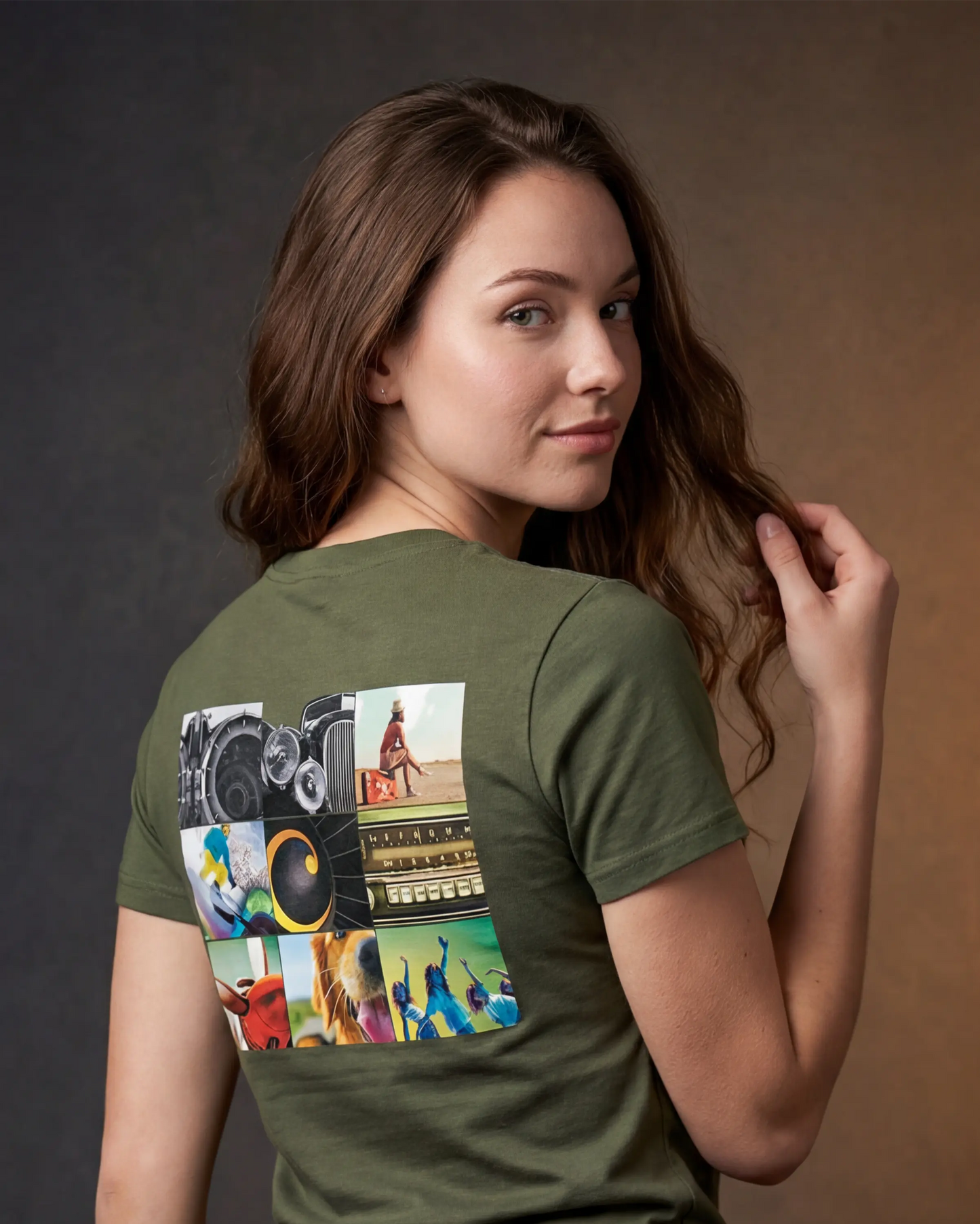 Grid Women's Olive T-Shirt