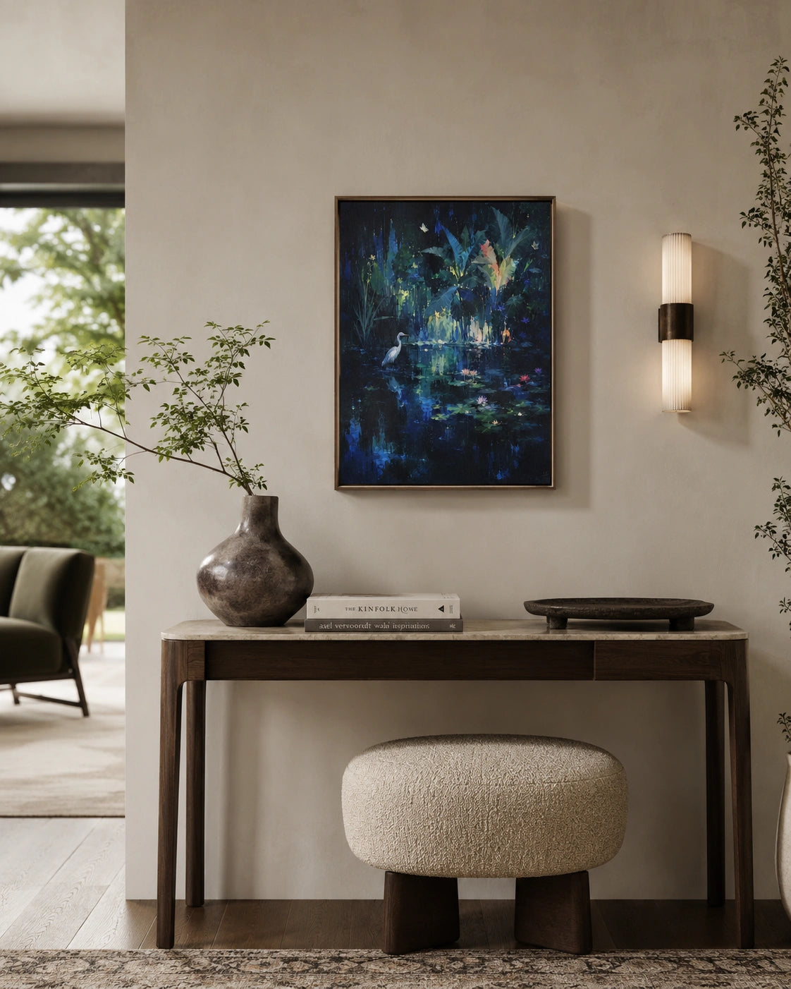 Midnight Lotus Pond Canvas Wall Art