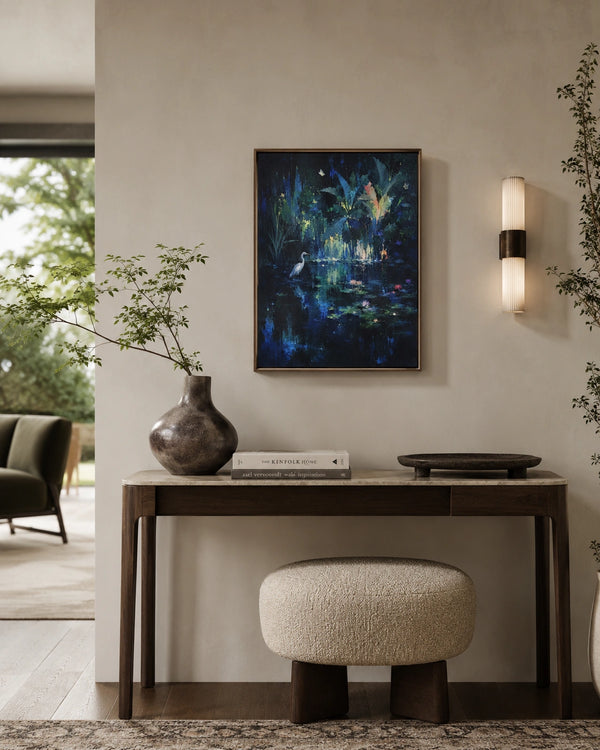 Midnight Lotus Pond Canvas Wall Art