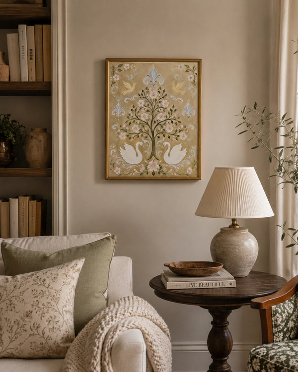 Swan Blossom Tree Canvas Wall Art