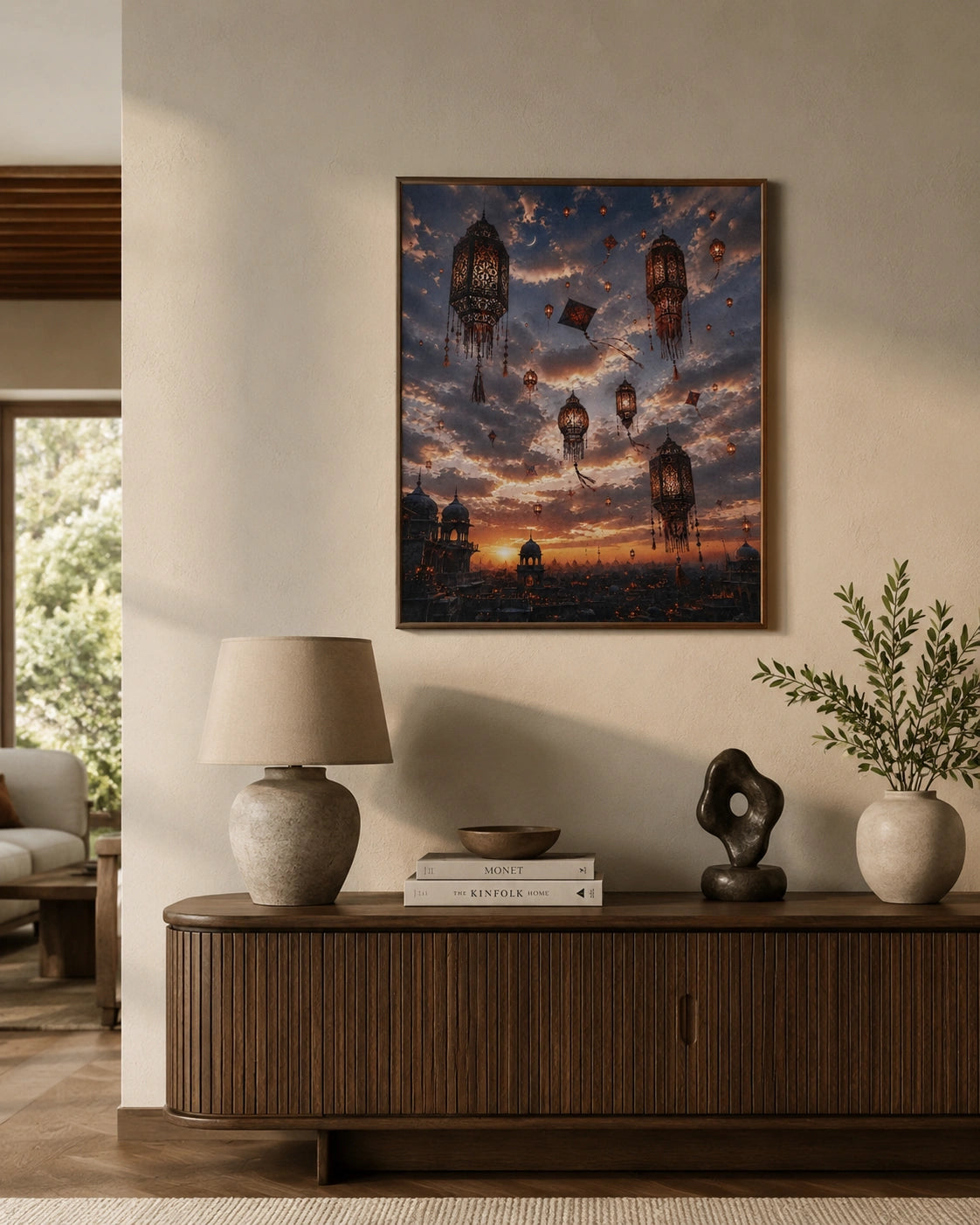 Lanterns Over the City Canvas Wall Art