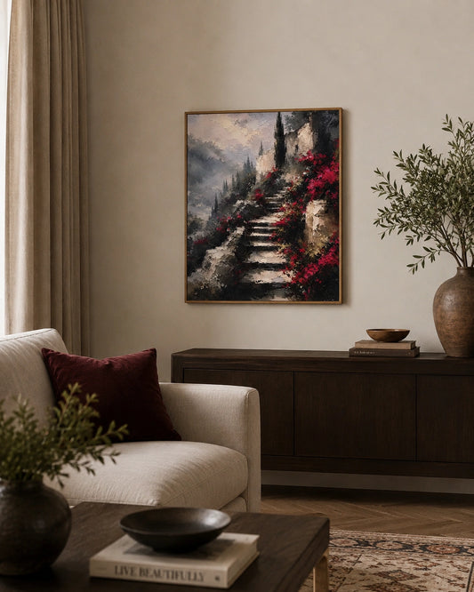 Bougainvillea Steps Canvas Wall Art