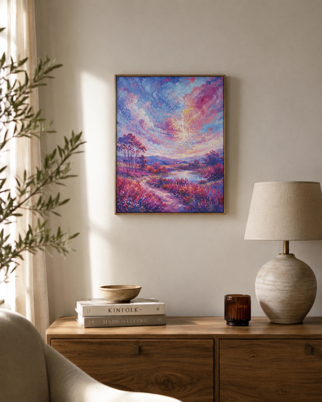 Blush Valley Lake Canvas Wall Art
