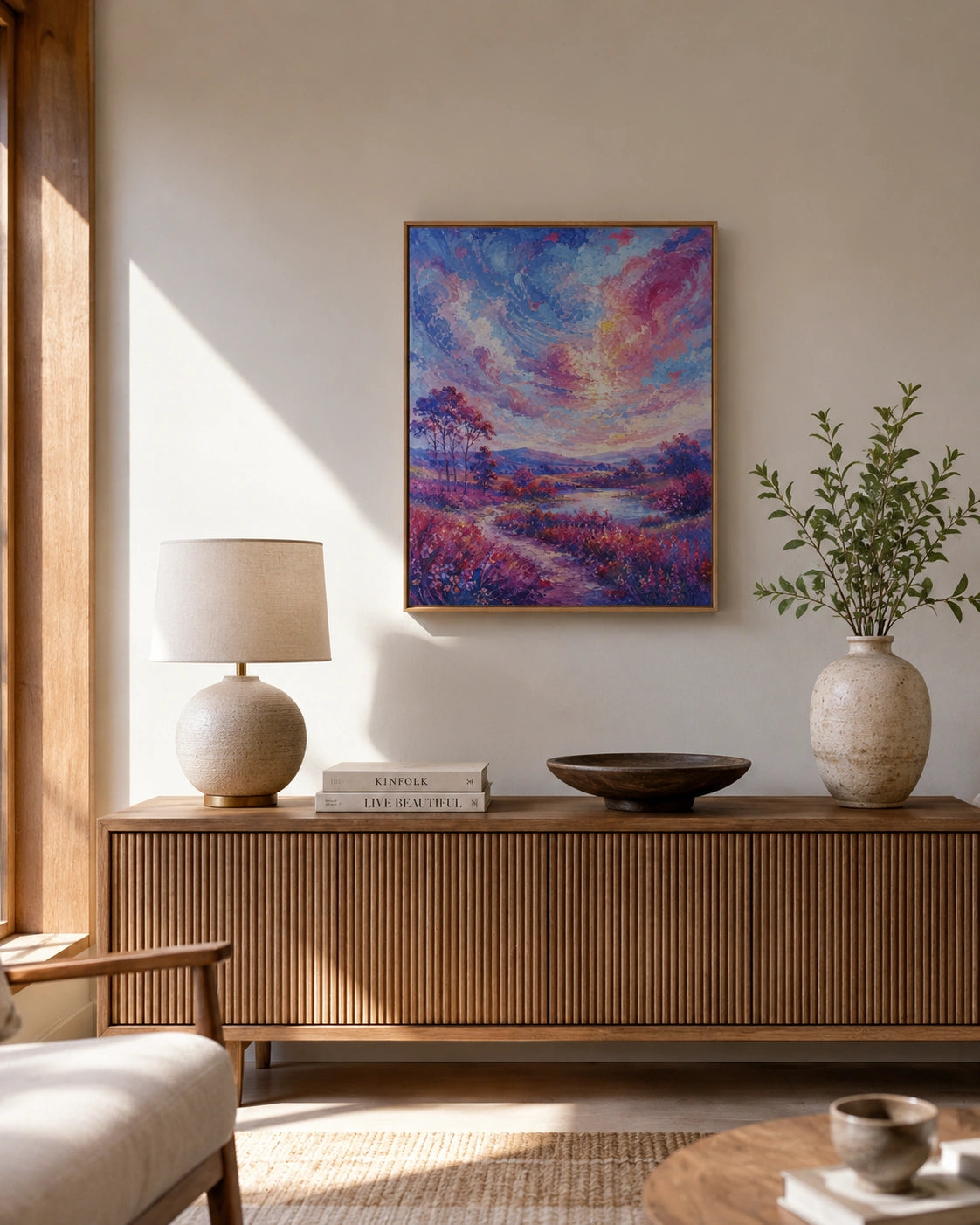 Blush Valley Lake Canvas Wall Art