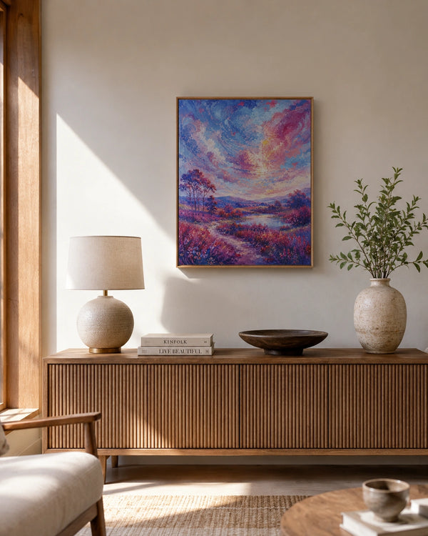 Blush Valley Lake Canvas Wall Art
