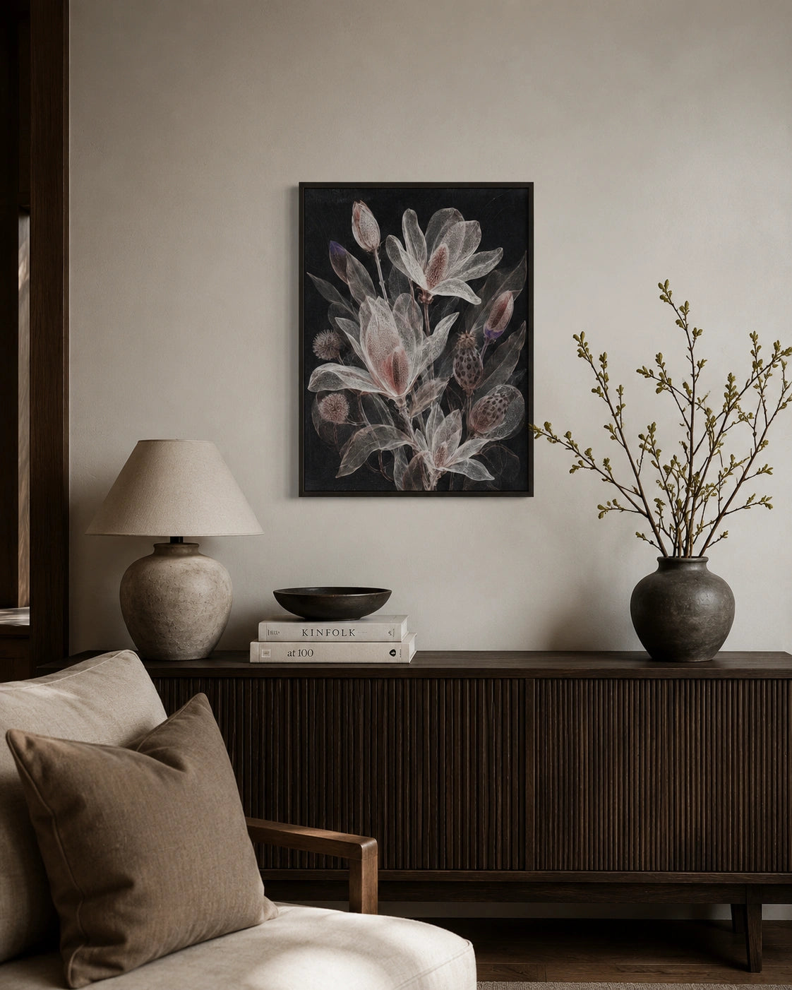 Noir Botanical Bloom Canvas Wall Art