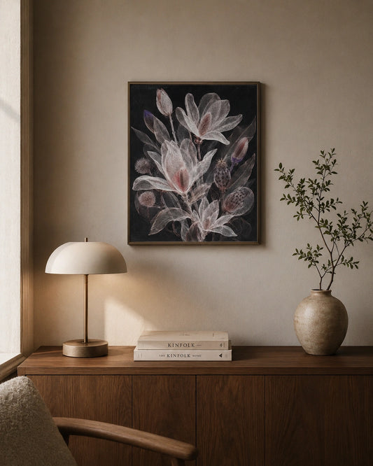 Noir Botanical Bloom Canvas Wall Art