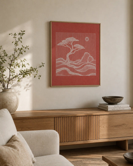 Terracotta Zen Tree Canvas Wall Art