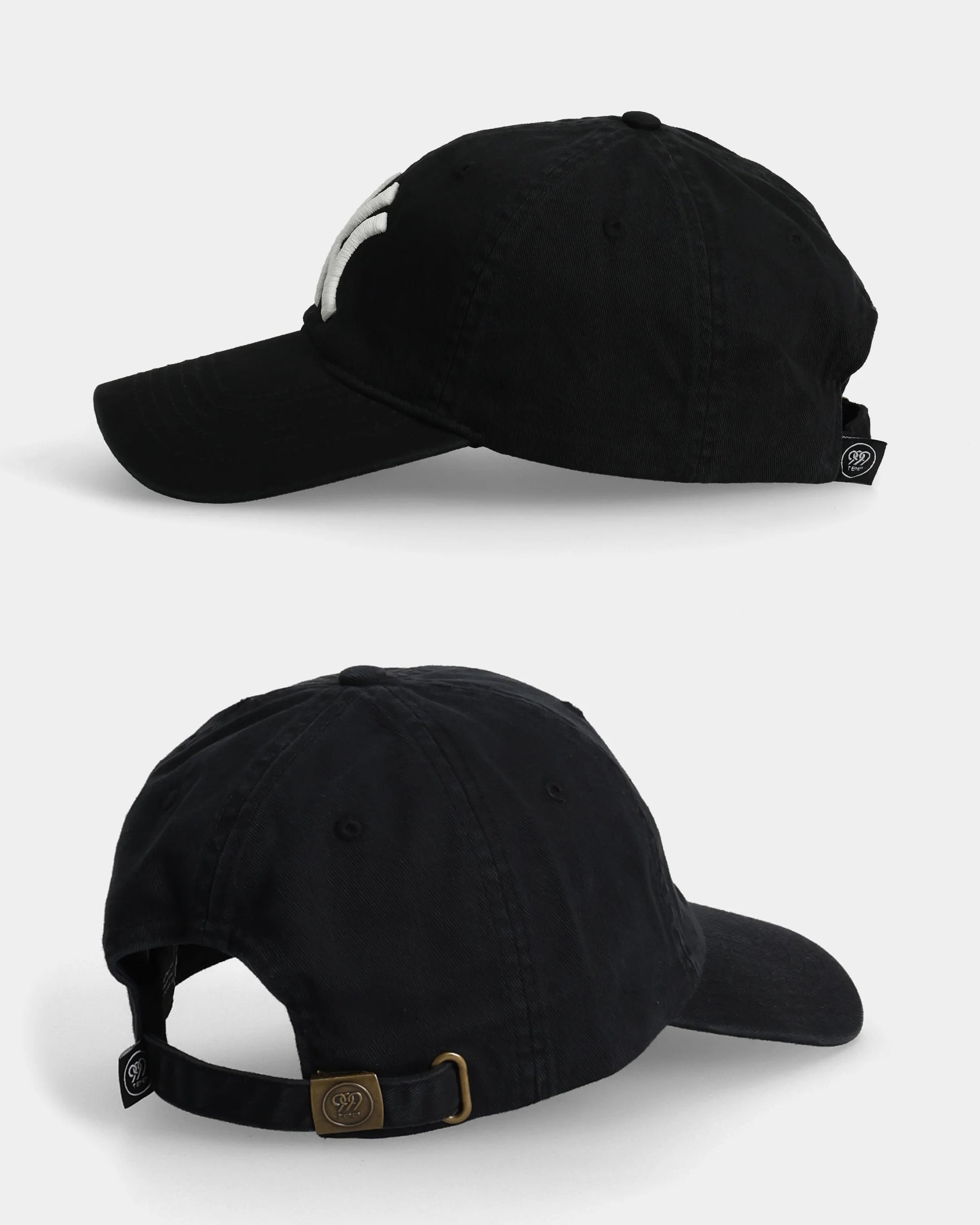 Black NY Glow In The Dark Dad Cap side and back views