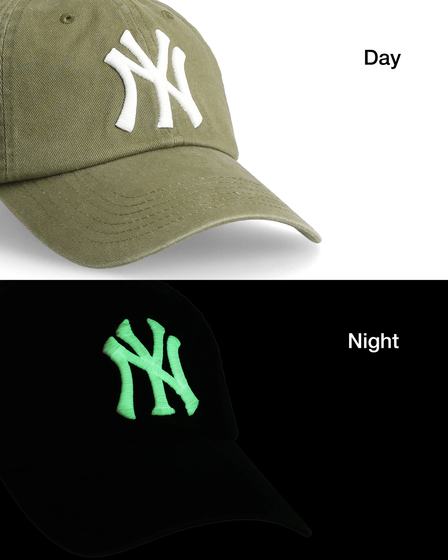 NY Glow in the Dark Dad Cap // Olive