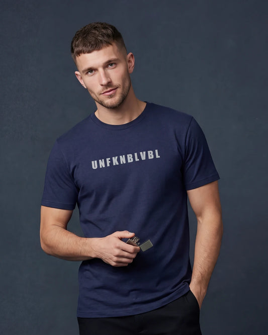 UNFKNBLVBL Men’s T-Shirt - Denim Melange