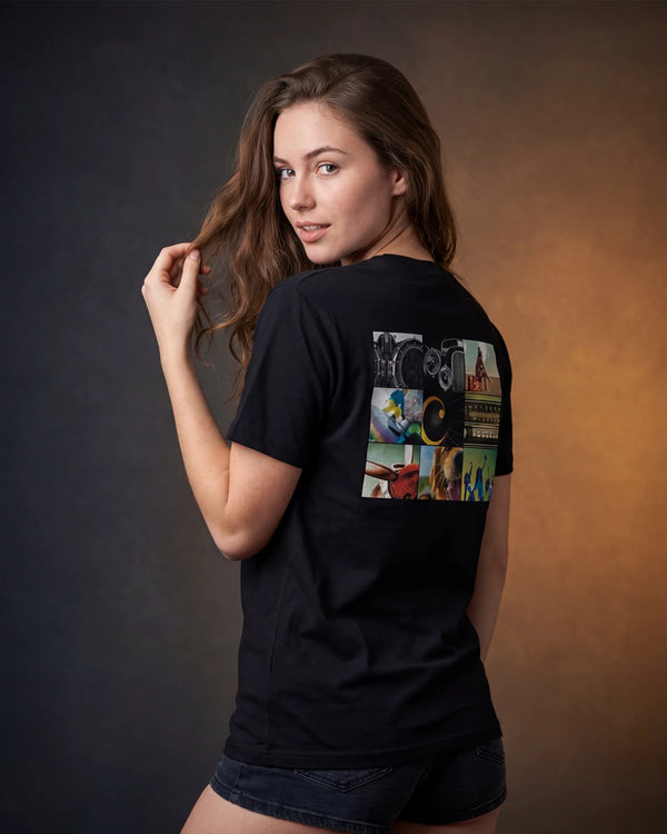 Grid Women's Black T-Shirt