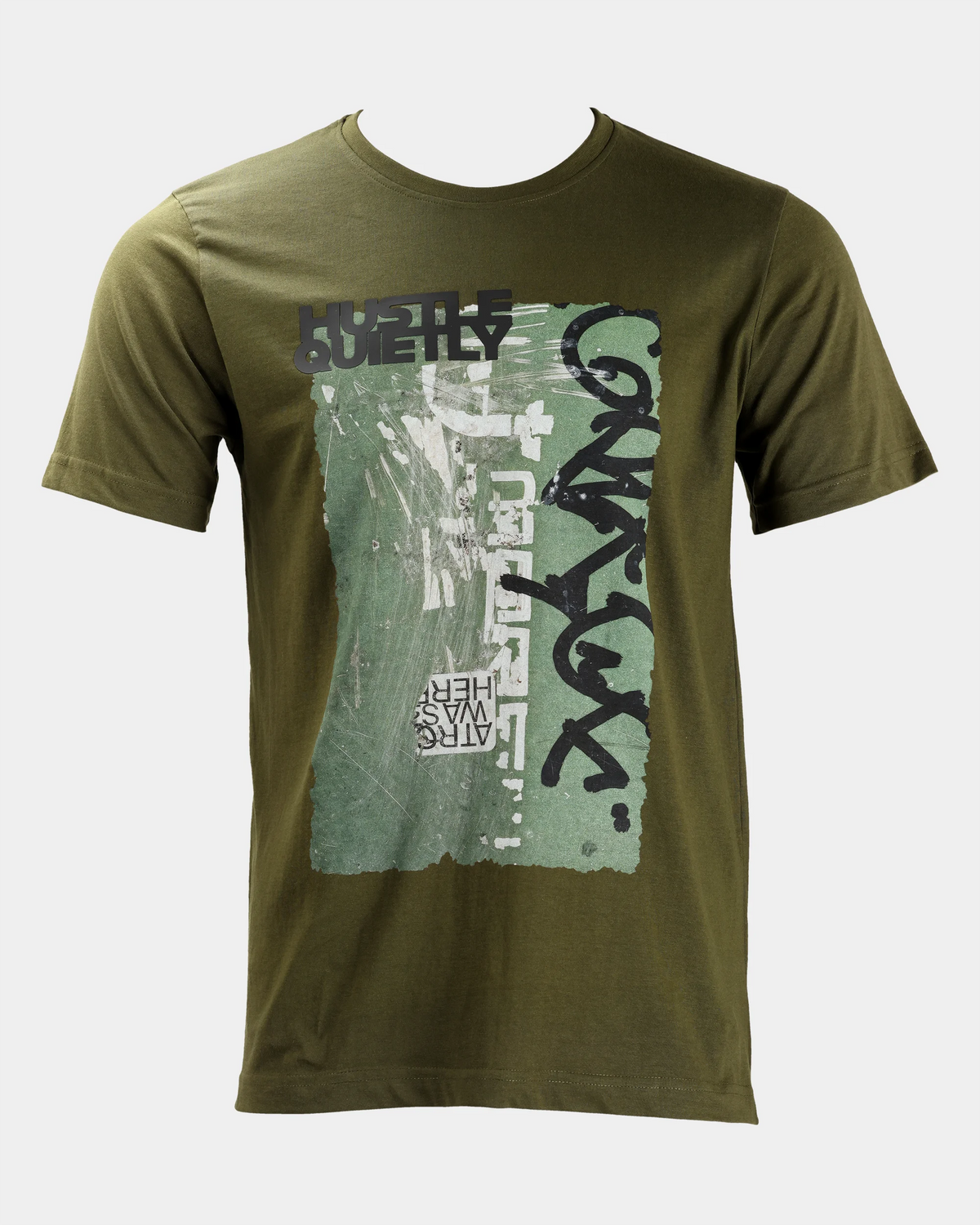 Hustle Quietly Men’s T-Shirt - Olive