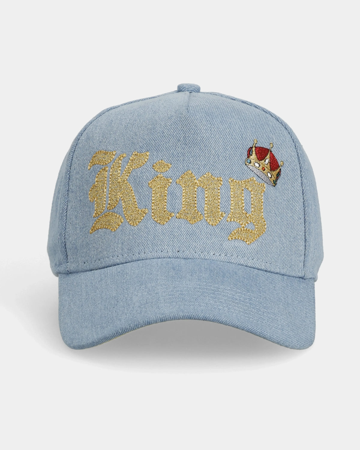 King Cap King Crown Denim Cap in Light Blue | Premium Embroidered Cap by 999Tee