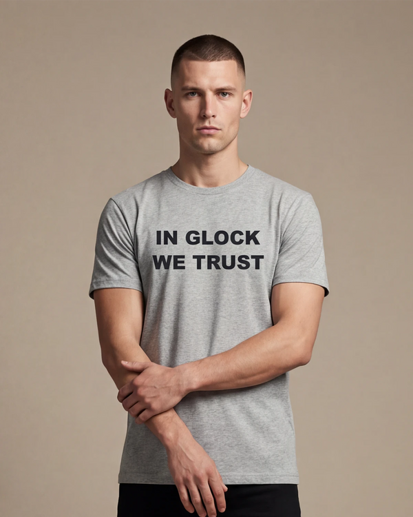 In Glock We Trust Men’s T-Shirt - Grey Melange