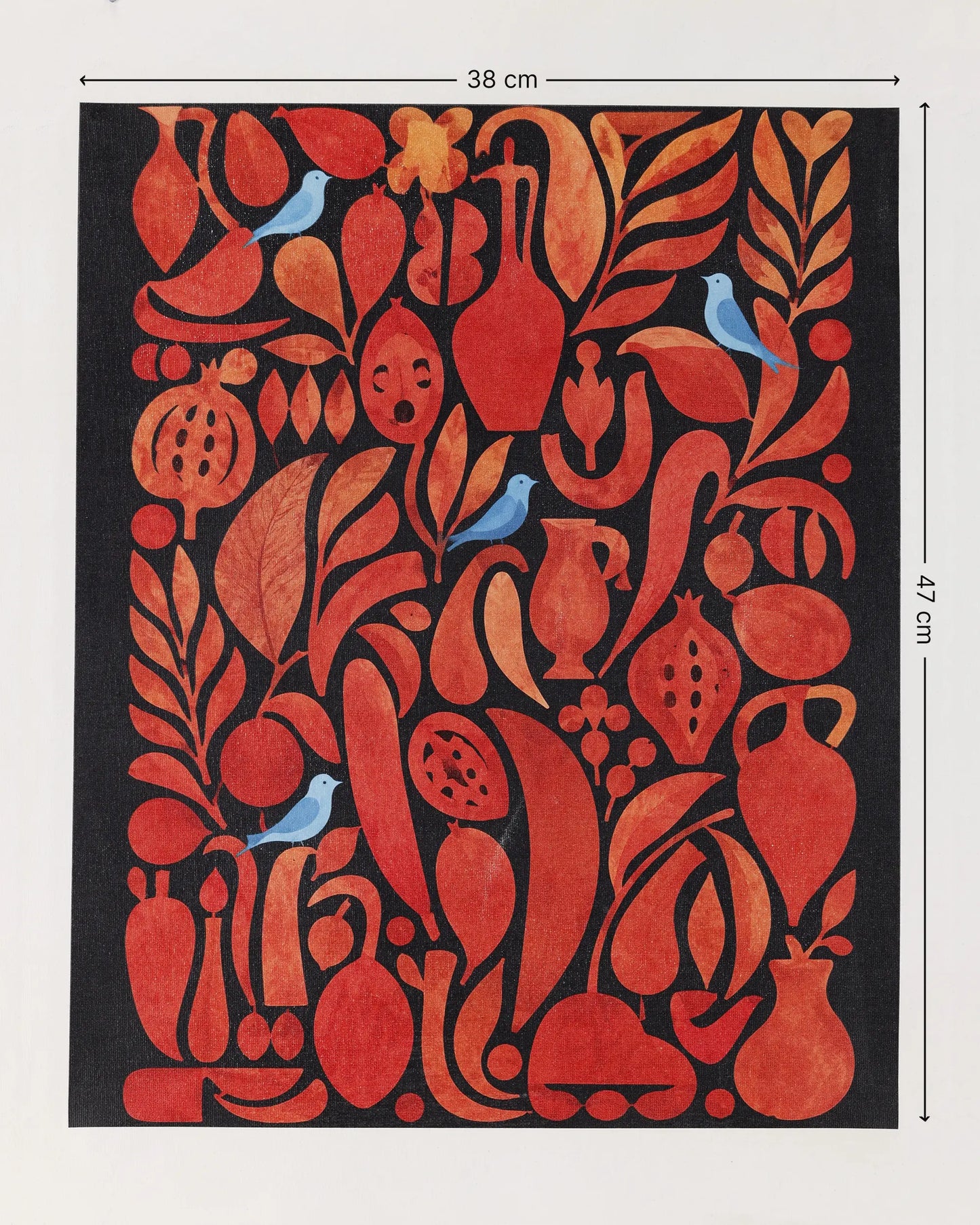 Red Folk Garden Canvas Wall Art