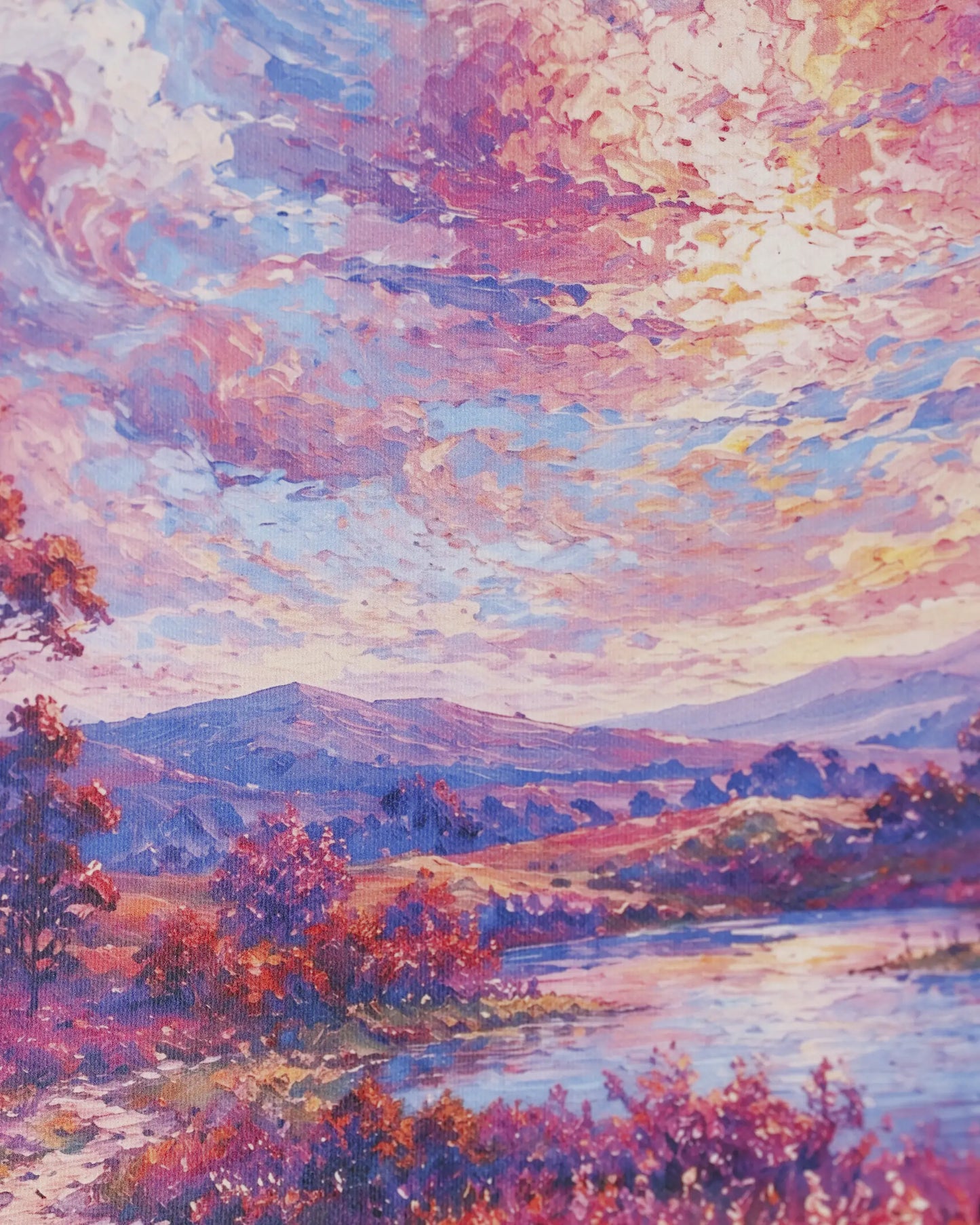 Blush Valley Lake Canvas Wall Art