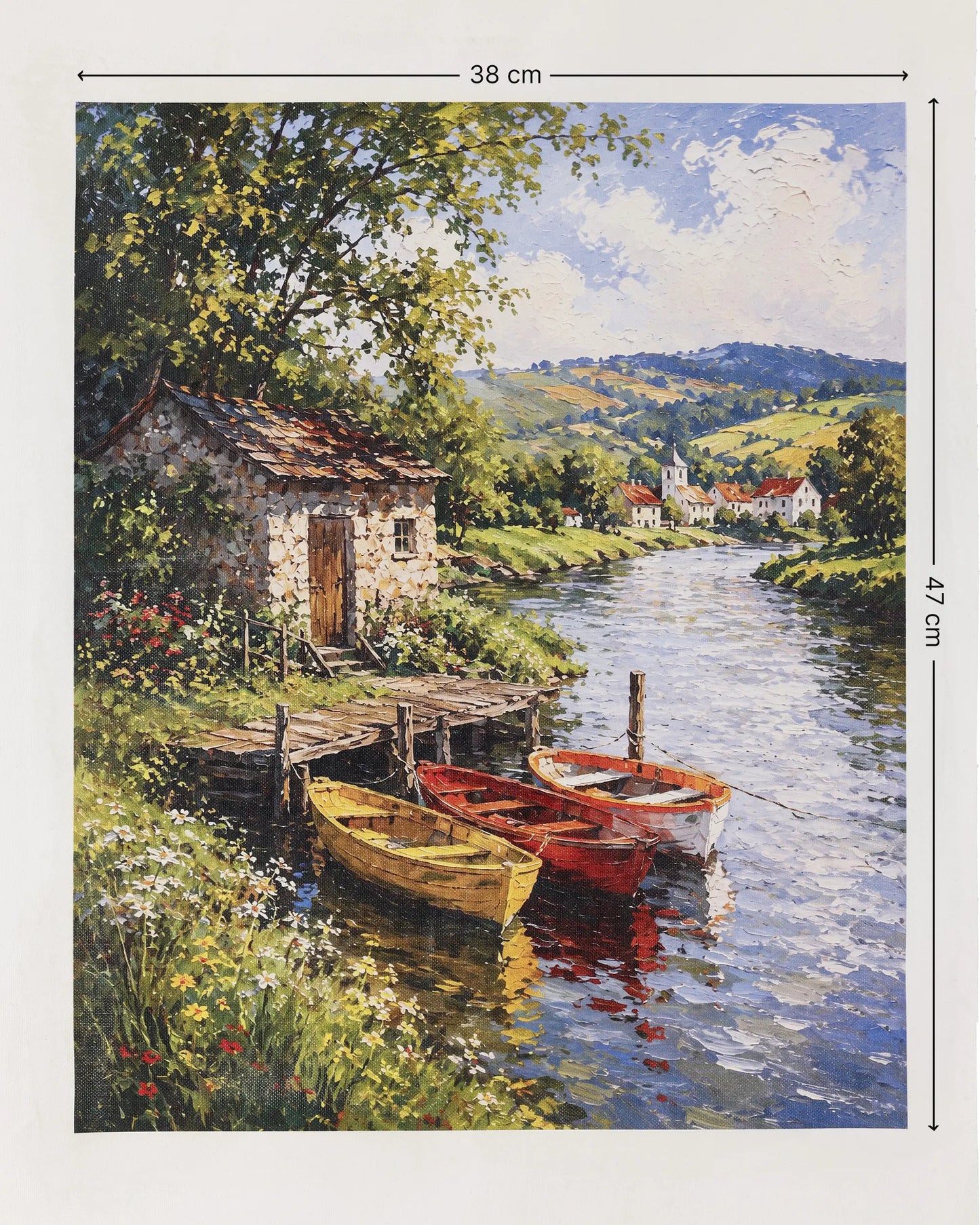 Riverside Village Boats Canvas Wall Art