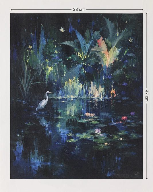 Midnight Lotus Pond Canvas Wall Art