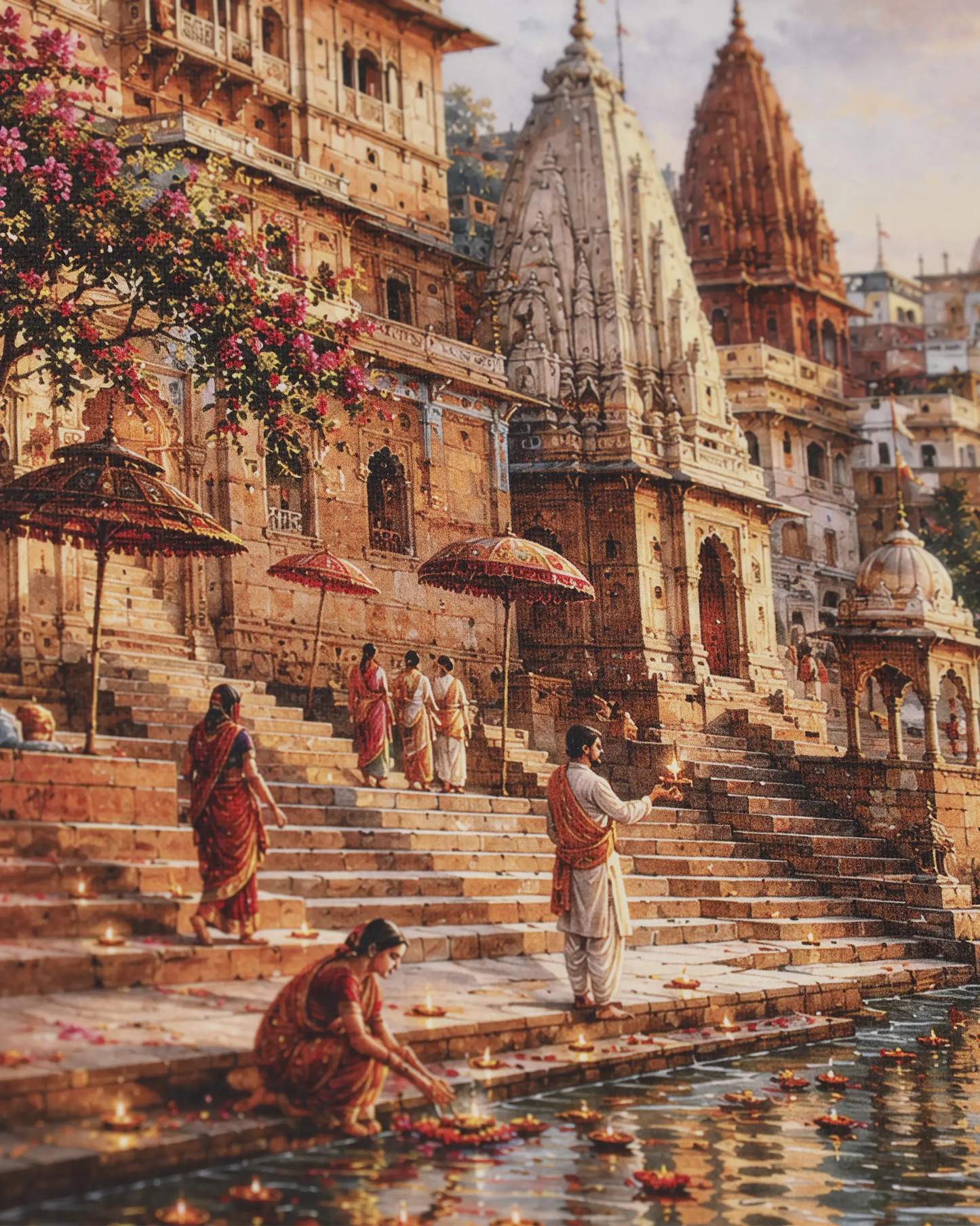 Morning at the Ghats Canvas Wall Art
