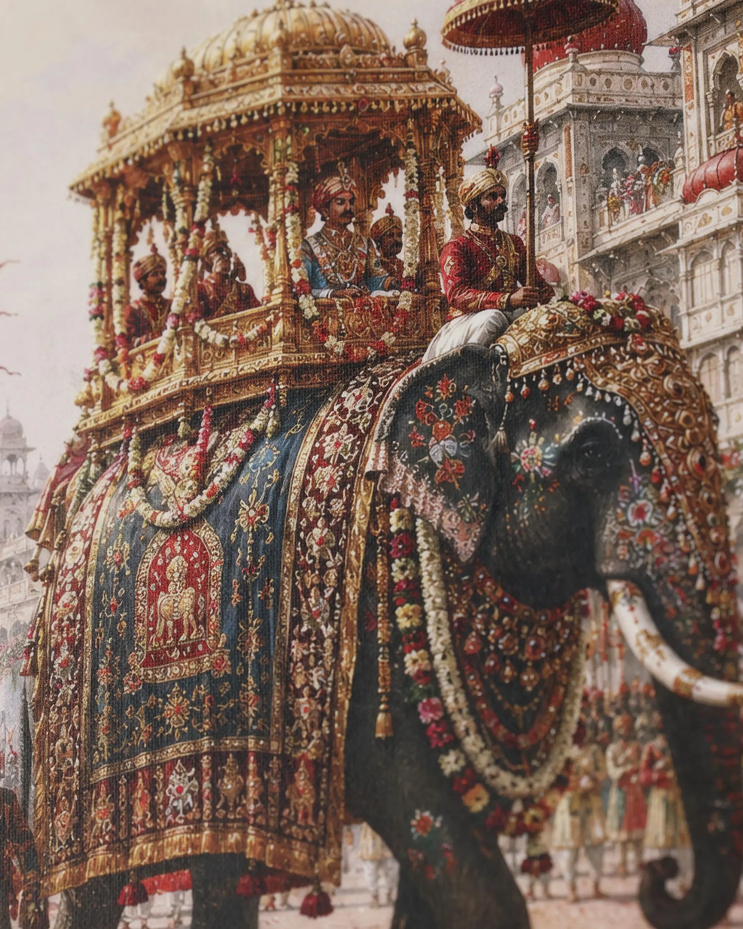 Royal Elephant Procession Canvas Walll Art