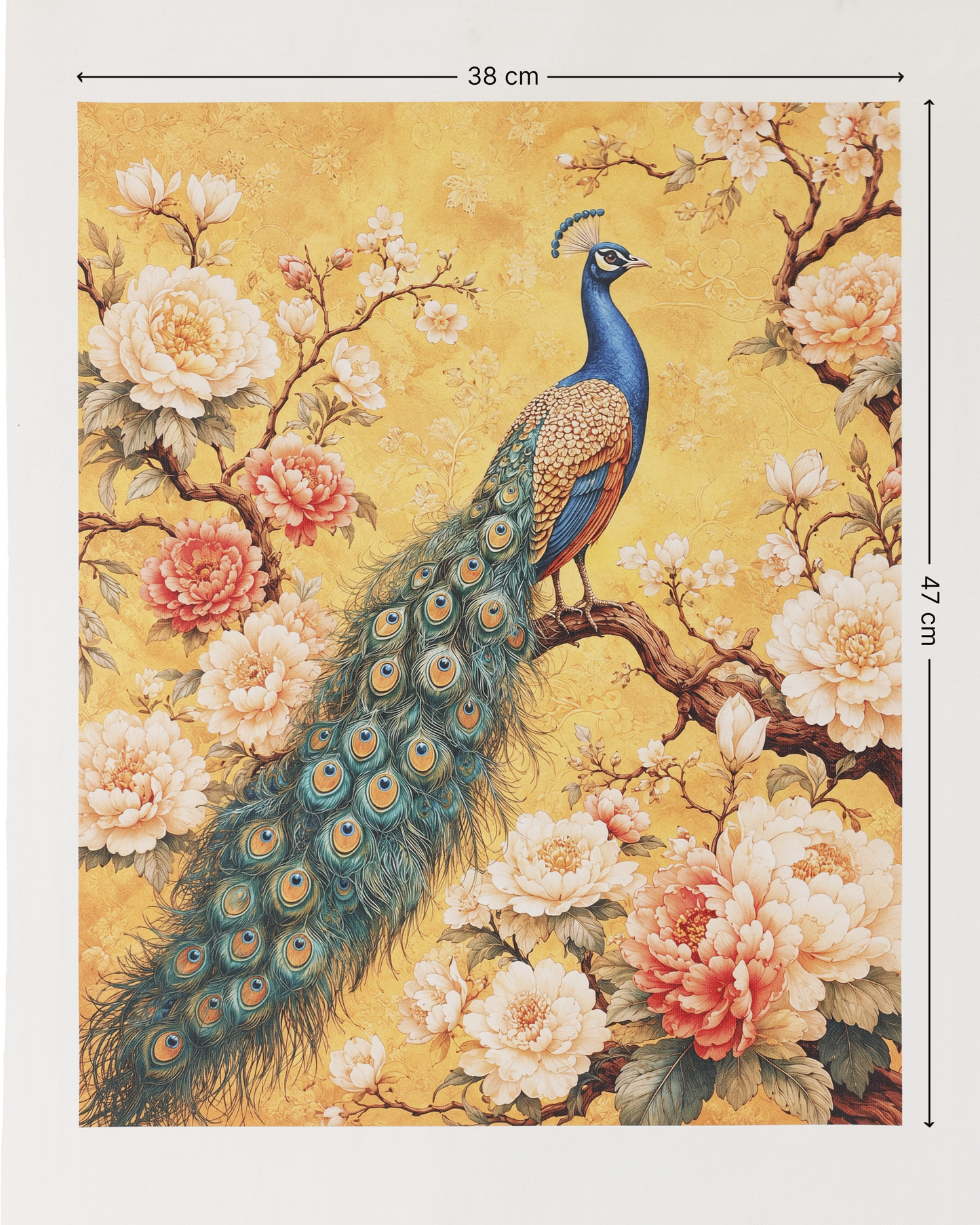 Golden Peacock Bloom Canvas Wall Art