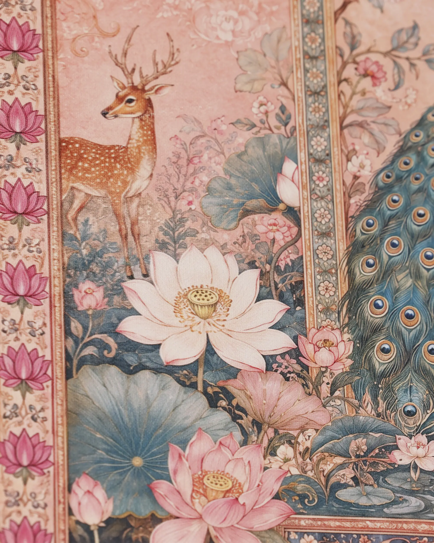 Peacock Lotus Palace Canvas Wall Art