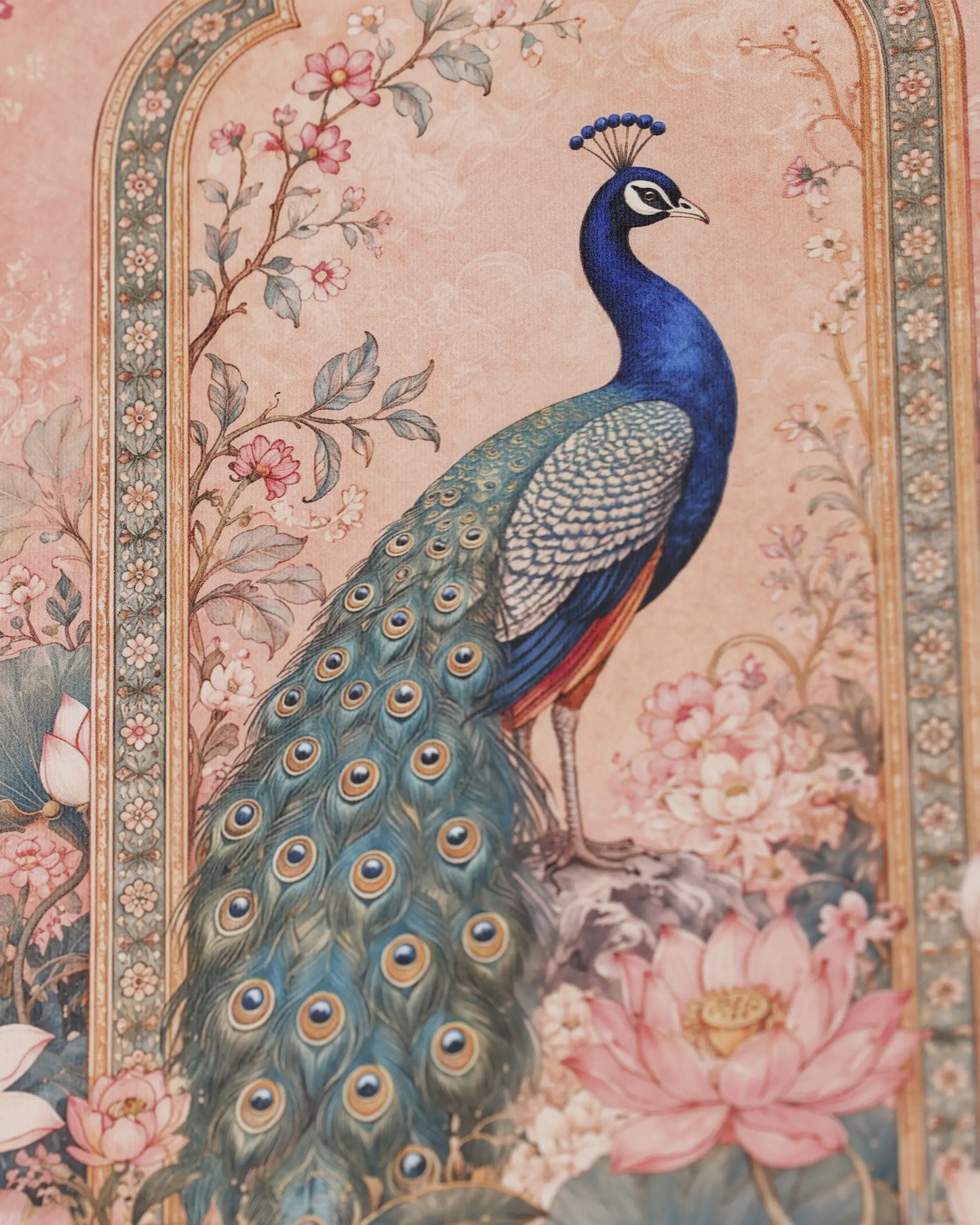 Peacock Lotus Palace Canvas Wall Art