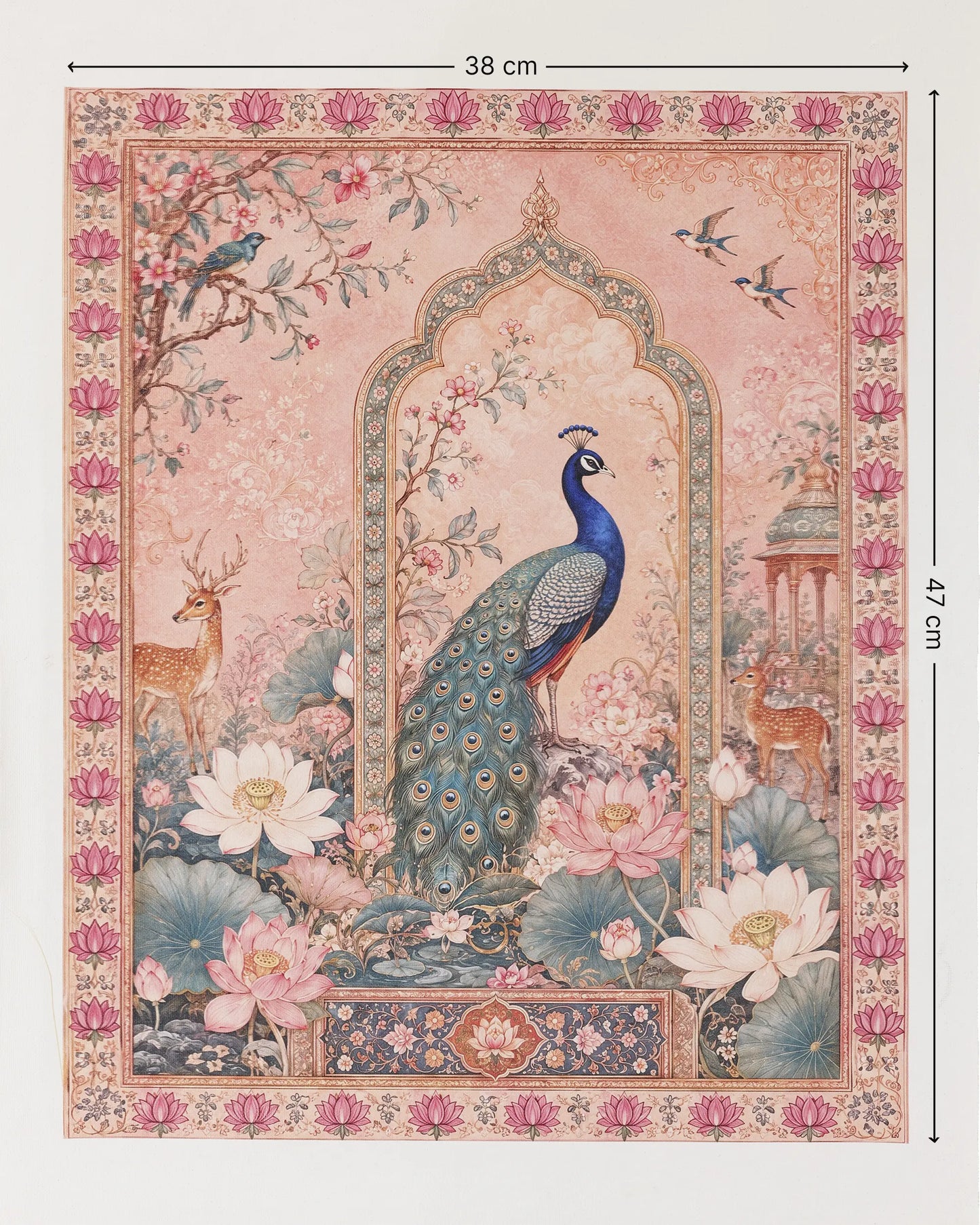 Peacock Lotus Palace Canvas Wall Art