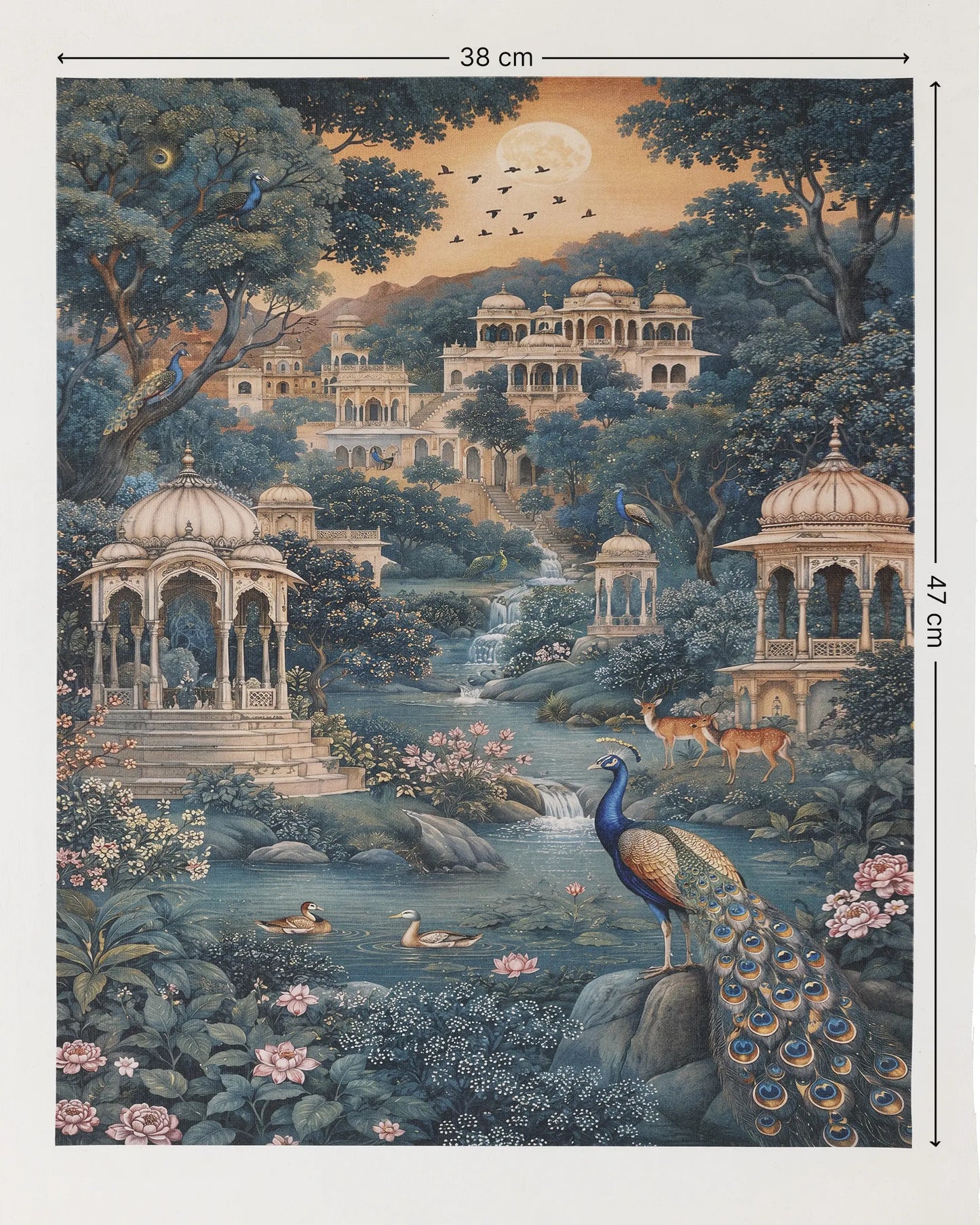 Peacock Moon Palace Canvas Wall Art