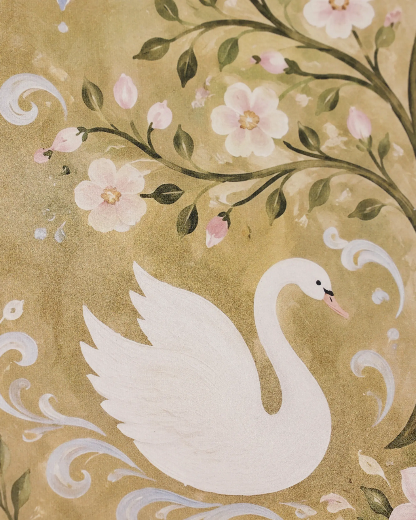 Swan Blossom Tree Canvas Wall Art