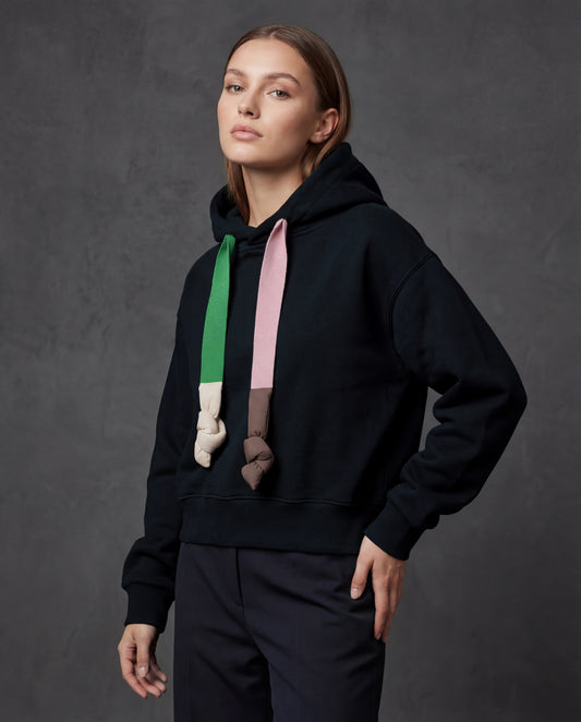 Petal Knot Women’s Hoodie - Black