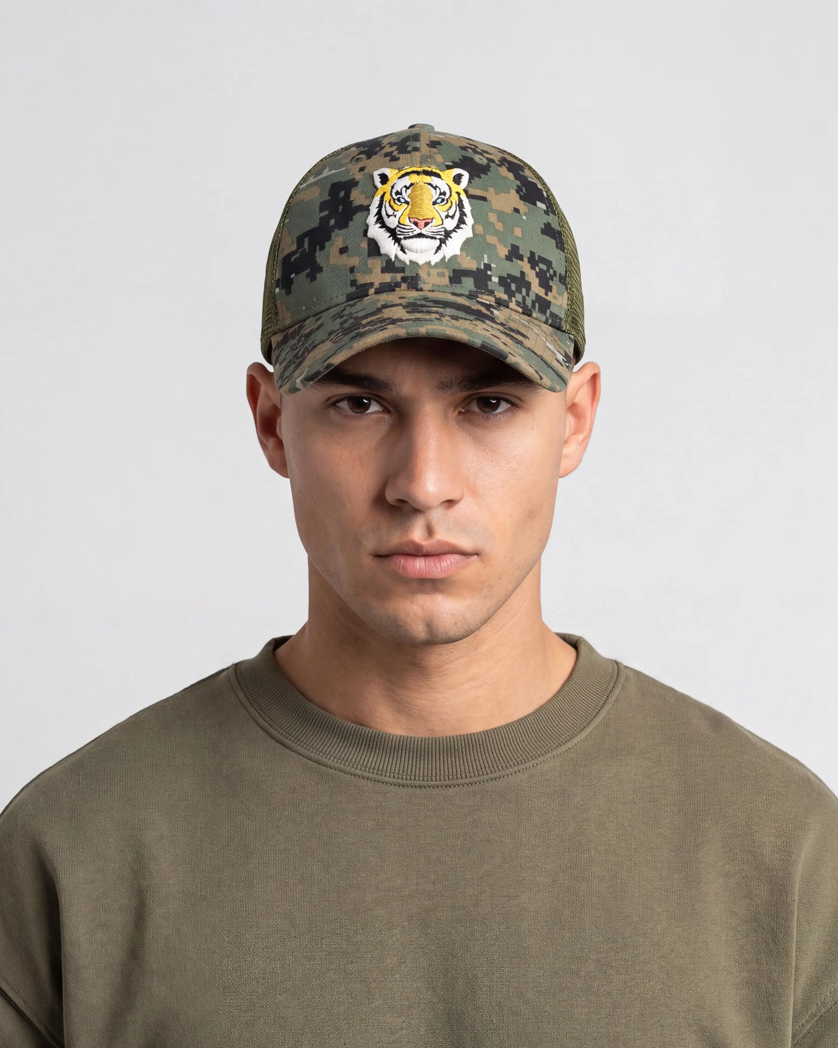 Tiger Camo Green Trucker Cap