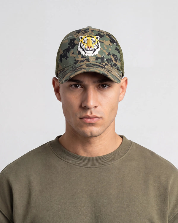 Tiger Camo Green Trucker Cap